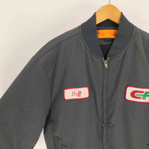シンタス CINTAS 70-80S USA製 キルティング ライナー 内側 IDEALジップ Hubb CF ロゴ ワッペン ボンバー ワーク ジャケット ブルゾン メンズ import:XL