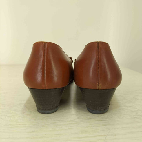 サルヴァトーレフェラガモ Salvatore Ferragamo イタリア製 リボン ウッドヒール レザー パンプス レディース 5 1/2
