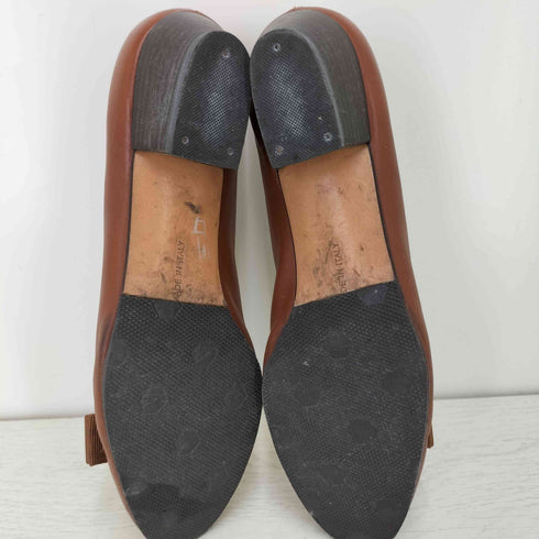 サルヴァトーレフェラガモ Salvatore Ferragamo イタリア製 リボン ウッドヒール レザー パンプス レディース 5 1/2