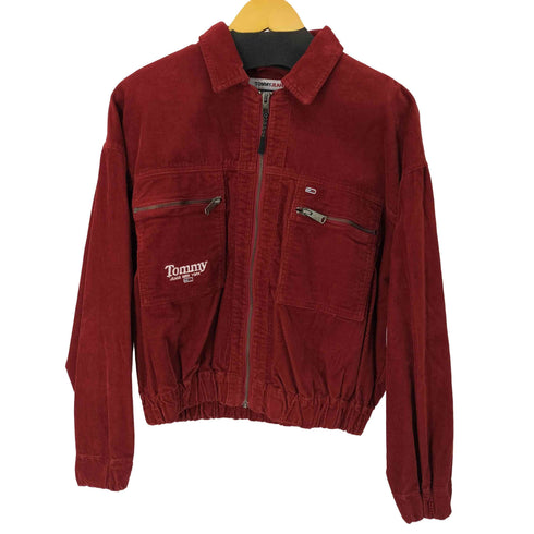 トミージーンズ tommy jeans ロゴ刺繍 コーデュロイジップジャケット レディース import:S