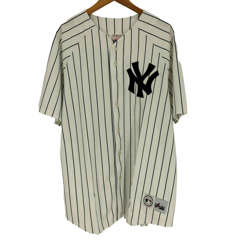 マジェスティック MAJESTIC 90S USA製 ベースボール チーム ロゴ ストライプ ベースボール シャツ ユニフォーム メンズ import:XL