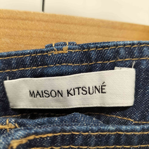メゾンキツネ MAISON KITSUNE WORKWEAR PANTS IN WASHED DENIM WITH FOX HEAD PATCH メンズ 30