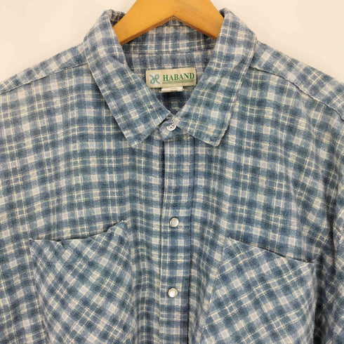 ハバンド HABAND スナップボタン ポリ コットン L/S チェック シャツ メンズ import:XL