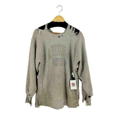 チャンピオン Champion USA製 アーチロゴ カレッジプリントスウェットリバースウェーブ ダメージ加工 メンズ import:XL