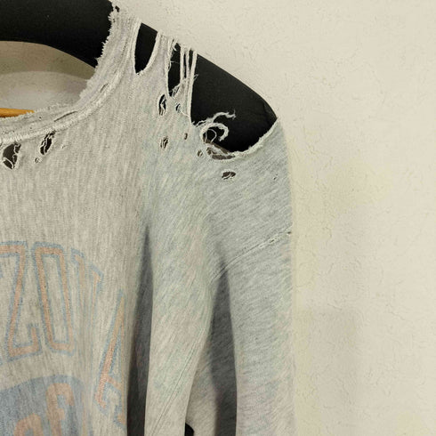 チャンピオン Champion USA製 アーチロゴ カレッジプリントスウェットリバースウェーブ ダメージ加工 メンズ import:XL
