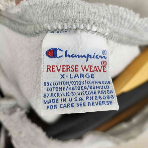 チャンピオン Champion USA製 アーチロゴ カレッジプリントスウェットリバースウェーブ ダメージ加工 メンズ import:XL