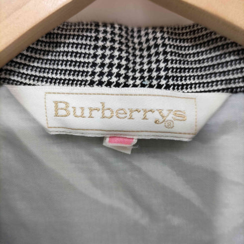 バーバリーズ BURBERRYS 80-90s シルク混 ハウンドトゥース スタンドカラー シャツワンピース レディース 11AB2