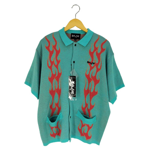 バッドボーイ BADBOY FLAME JQD KNIT SHIRT ファイヤーパターン ニットシャツ メンズ JPN:L