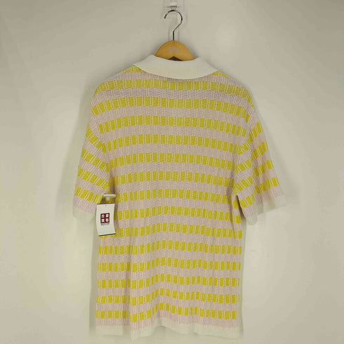 ザラ ZARA ボーダー コットン リブニットポロシャツ メンズ import:L