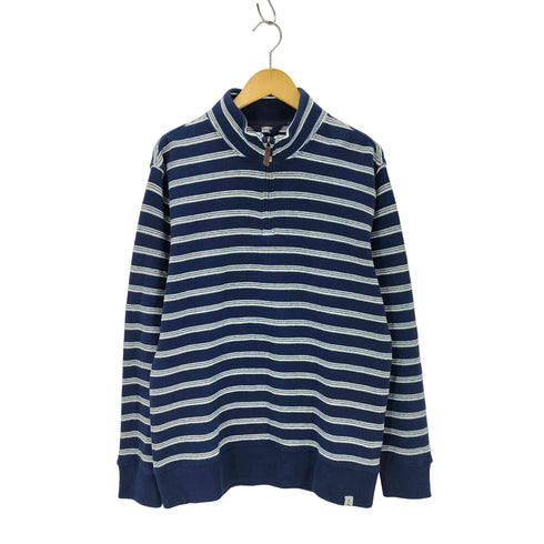 ランズエンド LANDS END ボーダー柄 ハーフジップ コットンニット メンズ JPN:M