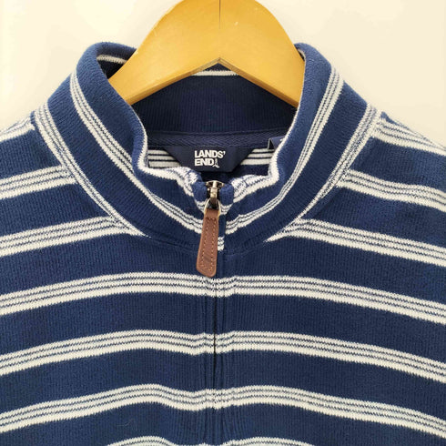 ランズエンド LANDS END ボーダー柄 ハーフジップ コットンニット メンズ JPN:M