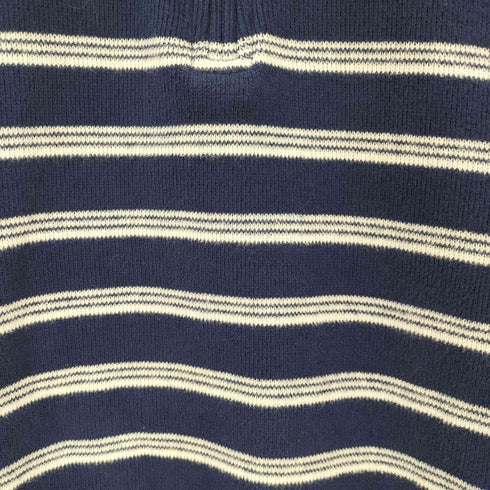 ランズエンド LANDS END ボーダー柄 ハーフジップ コットンニット メンズ JPN:M