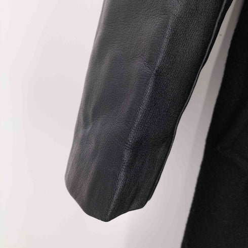 コムデギャルソン COMME des GARCONS 01AW レザー切替 比翼 メルトン ウールコート archive レディース