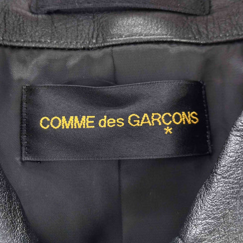 コムデギャルソン COMME des GARCONS 01AW レザー切替 比翼 メルトン ウールコート archive レディース