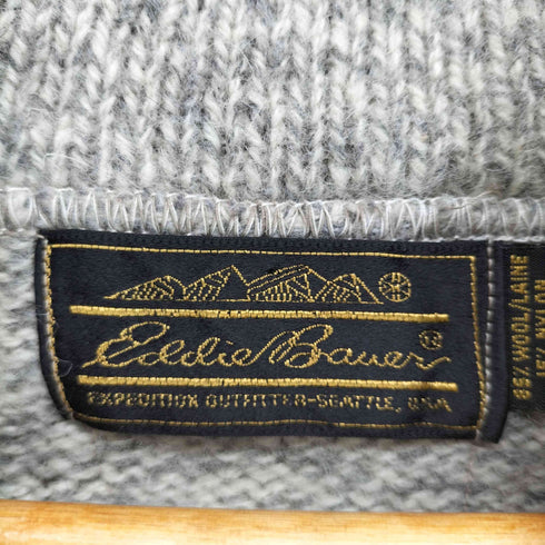 エディーバウアー Eddie Bauer 80S 黒タグ前期 ショールカラ―ニット 杢グレー MADE IN USA メンズ M