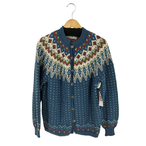 NORSK HUSFLID MADE IN NORWAY コンチョボタン ノルディックカーディガン バーズアイ レディース ONE SIZE