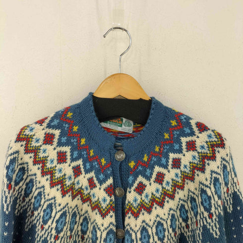 NORSK HUSFLID MADE IN NORWAY コンチョボタン ノルディックカーディガン バーズアイ レディース ONE SIZE