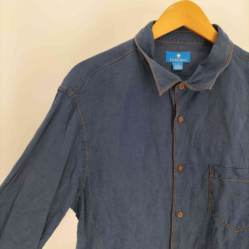 TOSCANO シルク混 オレンジステッチ L/S シャツ メンズ import:L
