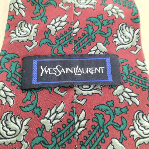 イヴサンローラン Yves Saint Laurent フラワー柄シルクネクタイ メンズ