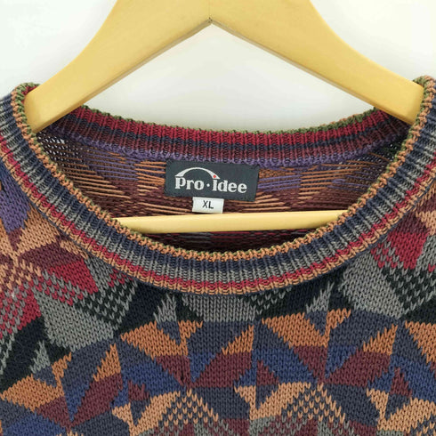pro idee ウール総柄ニット メンズ import:XL