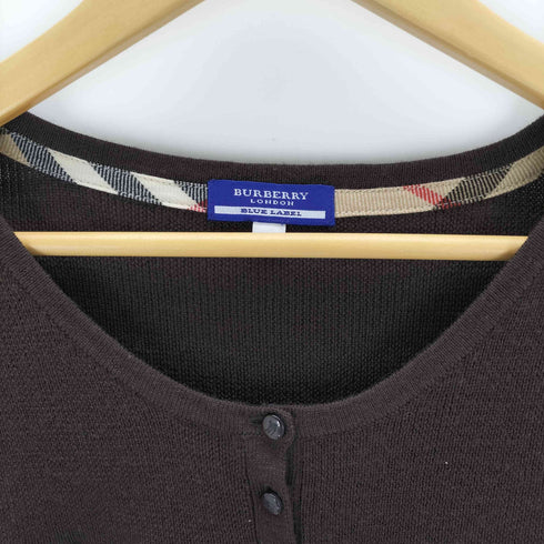 バーバリーブルーレーベル BURBERRY BLUE LABEL ロゴ刺繍クロップドニットカーディガン レディース 38
