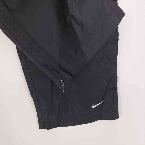 ナイキ NIKE 90-00S 赤黒タグ 裾 スウッシュ ロゴ ジップフレア ナイロン パンツ メンズ S