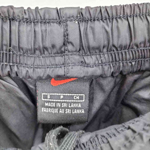 ナイキ NIKE 90-00S 赤黒タグ 裾 スウッシュ ロゴ ジップフレア ナイロン パンツ メンズ S