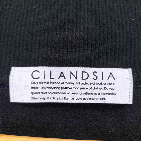 cilandsia モックネック チェック柄 ウールプルオーバー メンズ F