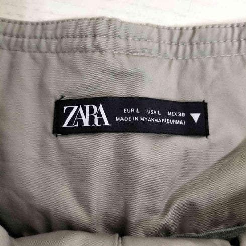 ザラ ZARA 裾ボタンデザイン ベルテッド ハイウエスト ワイドパンツ レディース L