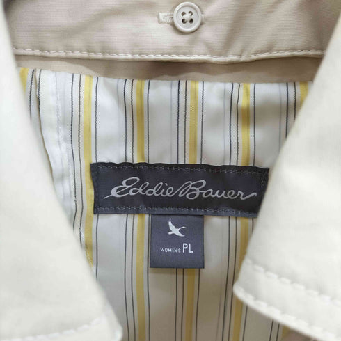 エディーバウアー Eddie Bauer 裏地 ストライプ コットン ナイロン ダブル ステンカラー コート レディース PL
