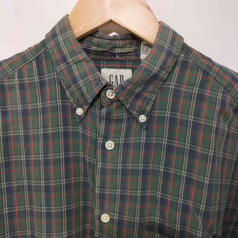 ギャップ Gap 90-00S OLD 白タグ L/S タータンチェック ボタンダウンシャツ メンズ import:M
