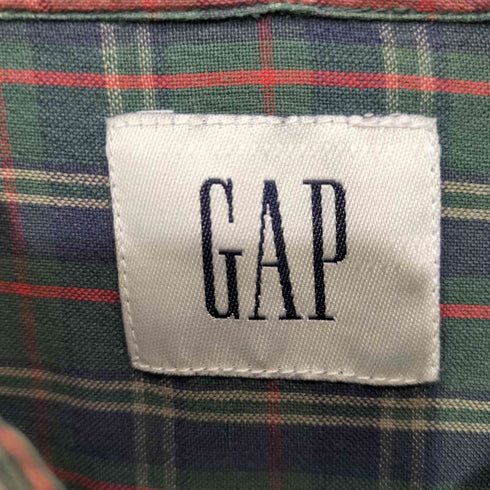 ギャップ Gap 90-00S OLD 白タグ L/S タータンチェック ボタンダウンシャツ メンズ import:M