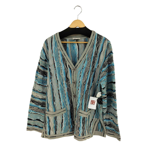 クージー COOGI CUGGI 80s 旧タグ MADE IN AUSTRALIA 3Dコットンニットカーディガン メンズ import:L
