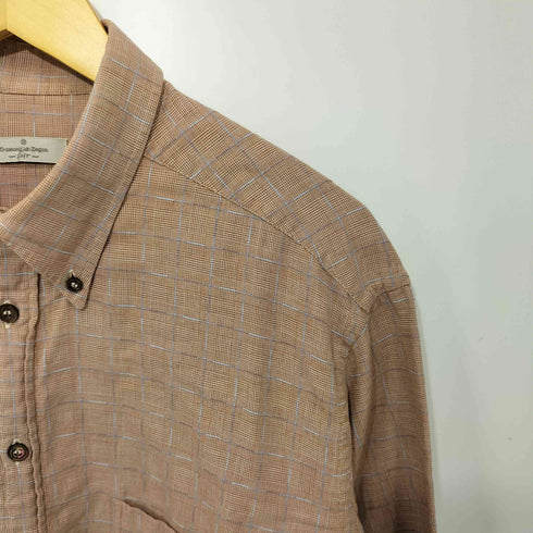 エルメネジルドゼニア Ermenegildo Zegna L/S シンプルチェック ボタンダウンシャツ メンズ import:XL