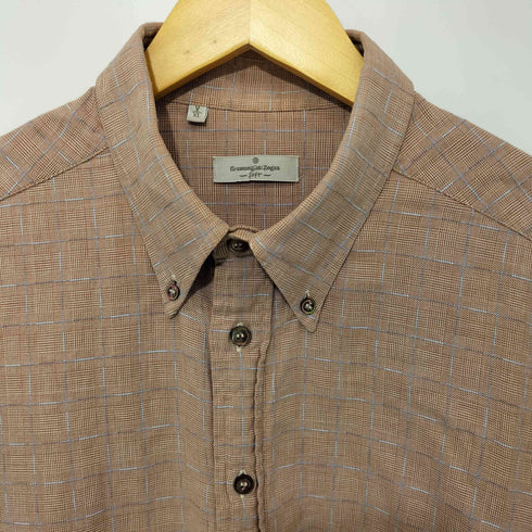 エルメネジルドゼニア Ermenegildo Zegna L/S シンプルチェック ボタンダウンシャツ メンズ import:XL