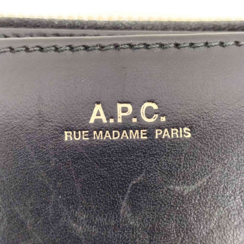 アーペーセー A.P.C. ロゴ刻印 ラウンドジップ 2つ折り財布 メンズ