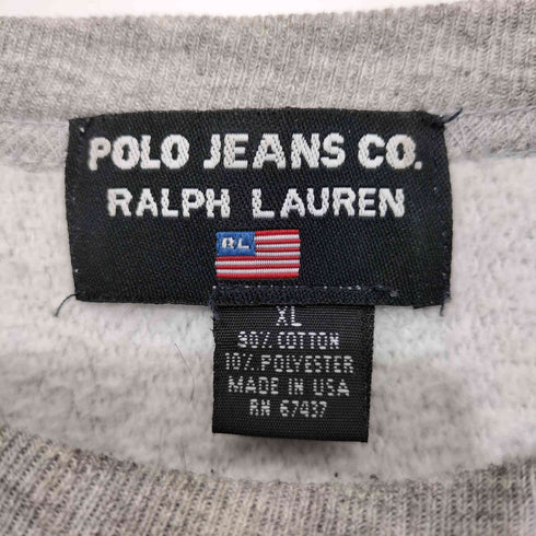 ポロジーンズカンパニーラルフローレン POLO JEANS COMPANY RALPH LAUREN 90S デカロゴ刺繍 コットンポリ ロングスリーブ スウェットプルオーバー メンズ import:XL