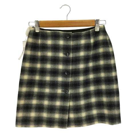 アニエスベー agnes b. PARIS フランス製 オンブレ チェック ウール カシミヤ タイト スカート レディース 40