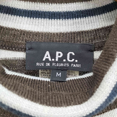 アーペーセー A.P.C. フランス製 マルチ ボーダー ウール アクリル タートルネック ニット セーター レディース import:M
