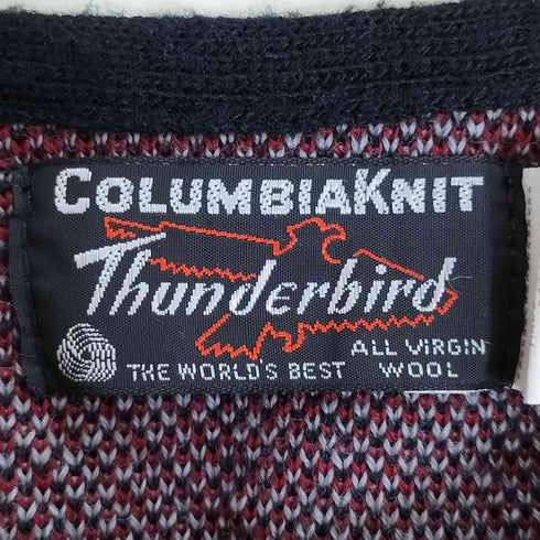 COLUMBIAKNIT Thunderbird 60s USA製 クレイジーパターン ノルディック柄 ウール Vネックニット メンズ import:M