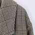 ザラ ZARA チェック柄 ウール オーバーサイズ ダブルチェスターコート レディース import:XS