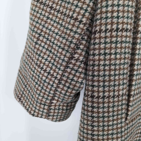 ザラ ZARA チェック柄 ウール オーバーサイズ ダブルチェスターコート レディース import:XS