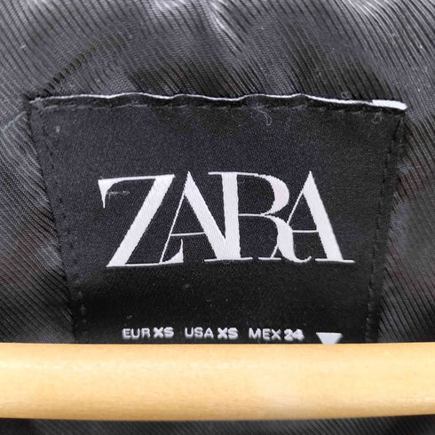 ザラ ZARA チェック柄 ウール オーバーサイズ ダブルチェスターコート レディース import:XS