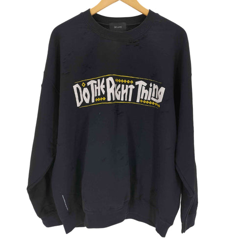 デラックス DELUXE Do the right thing × DELUXE CREW ダメージ加工クルーネックスウェット メンズ JPN:L