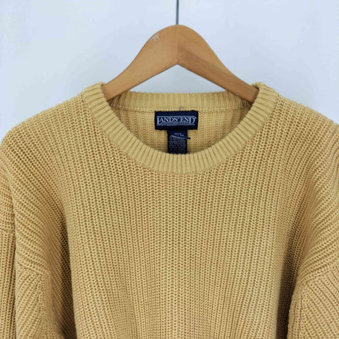 ランズエンド LANDS END 80-90S 畦編み コットン クルーネック ニット メンズ import:M