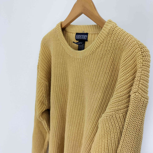 ランズエンド LANDS END 80-90S 畦編み コットン クルーネック ニット メンズ import:M
