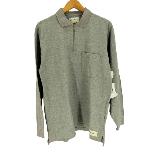 エディーバウアー Eddie Bauer 90-00S 白タグ 台湾製 ハーフジップ コットン L/S ポロシャツ メンズ import:S