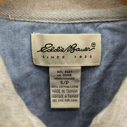 エディーバウアー Eddie Bauer 90-00S 白タグ 台湾製 ハーフジップ コットン L/S ポロシャツ メンズ import:S