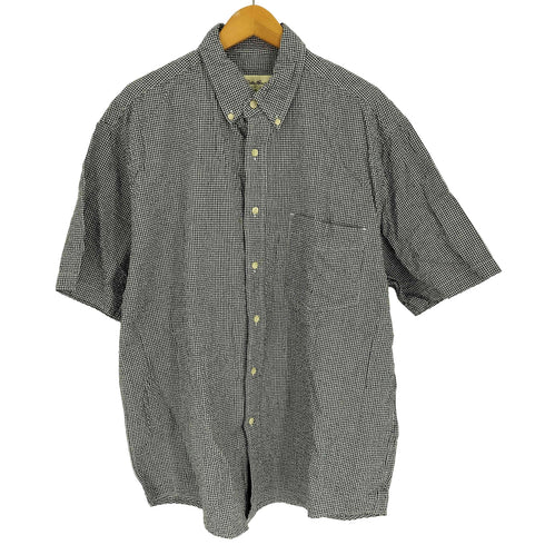 エディーバウアー Eddie Bauer 90-00S 白タグ ギンガムチェック B.D S/S シアサッカー コットン シャツ メンズ import:M