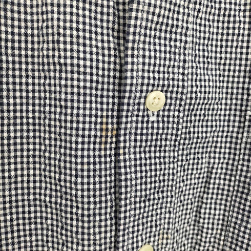 エディーバウアー Eddie Bauer 90-00S 白タグ ギンガムチェック B.D S/S シアサッカー コットン シャツ メンズ import:M